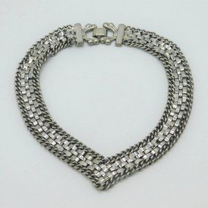 Wide SilverTone Necklace Choker